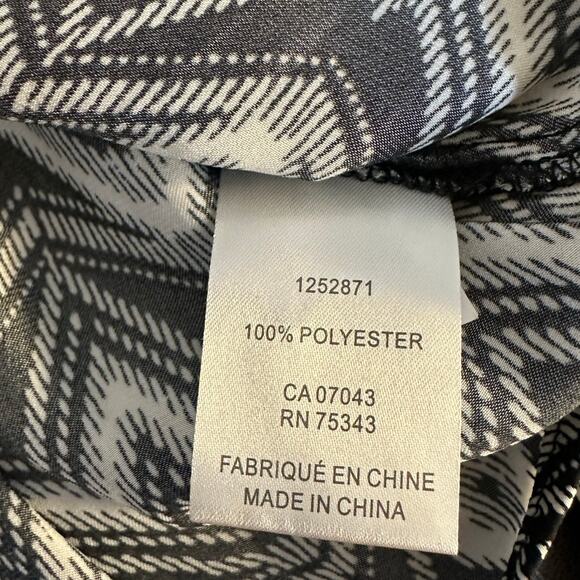 Joie Black and White Geometric Mock Neck Long Sleeve Career Wear Blouse Size L - Picture 5 of 8